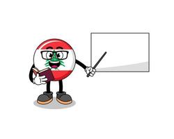 maskottchenkarikatur des libanon-flaggenlehrers vektor