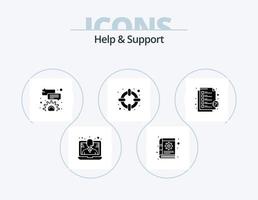 Hilfe und Support Glyph Icon Pack 5 Icon Design. Unterstützung. Hilfe. Blase. Kopfhörer. Lebensretter vektor