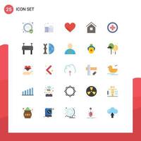 Stock Vector Icon Pack mit 25 Zeilen Zeichen und Symbolen für medizinische Shack Love Hütte nach Hause editierbare Vektordesign-Elemente