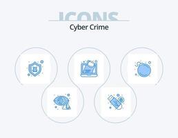 Cyberkriminalität blau Icon Pack 5 Icon Design. Verbrechen. Bombe. USB. Attacke. Sicherheit vektor