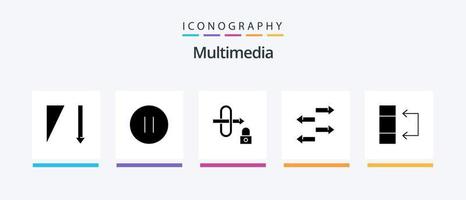 Multimedia Glyph 5 Icon Pack inklusive . Tisch. sperren. Tausch. Verkehr. kreatives Symboldesign vektor