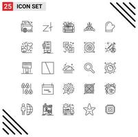 satz von 25 modernen ui-symbolen symbolzeichen für campingcamp-münzen-smartphone-editierbare vektordesignelemente vektor