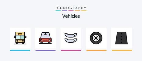 fordon linje fylld 5 ikon packa Inklusive . parkering. . kreativ ikoner design vektor