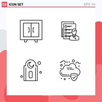 Stock Vector Icon Pack mit 4 Zeilen Zeichen und Symbolen für Schrank Mann Schule Geschäftsfähigkeiten editierbare Vektordesign-Elemente