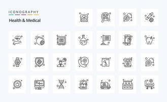 25 Gesundheits- und Medizinlinien-Icon-Pack vektor