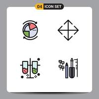 universell ikon symboler grupp av 4 modern fylld linje platt färger av data laboratorium nätverk flytta testa rör redigerbar vektor design element