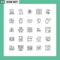 Aktienvektor-Icon-Pack mit 25 Zeilenzeichen und Symbolen für Medizintabletten-Energiepillen-Raster editierbare Vektordesign-Elemente vektor