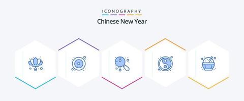 kinesisk ny år 25 blå ikon packa Inklusive år. månen. år. kinesiska. instrument vektor