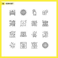 16 universell översikt tecken symboler av bit kontursåg optimering företag teknologi redigerbar vektor design element