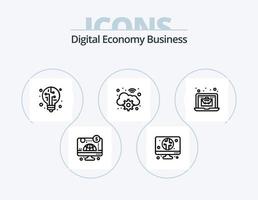 Digital Economy Business Line Icon Pack 5 Icon Design. . Einkaufen. W-lan. online. Lautsprecher vektor