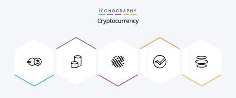 kryptovaluta 25 linje ikon packa Inklusive mynt . crypto . crypto valuta. mynt vektor