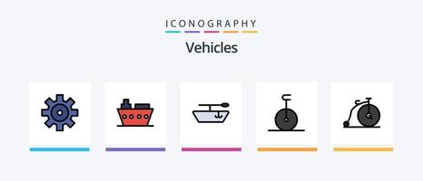 Fahrzeuglinie gefüllt 5 Icon Pack einschließlich . Transport. Schlauchboot. kreatives Symboldesign vektor