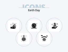 jord dag glyf ikon packa 5 ikon design. ekologi. miljö. jorden. ekologi. bricka vektor