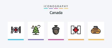 Canada Line Filled 5 Icon Pack inklusive Ahorn. Kanada. Blatt. Herbst. Zeichen. kreatives Symboldesign vektor