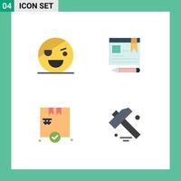 Aktienvektor-Icon-Pack mit 4 Zeilenzeichen und Symbolen für Halloween-Shopping-Piratentext-Check editierbare Vektordesign-Elemente vektor