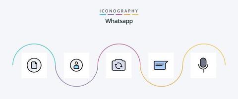WhatsApp-Linie gefülltes flaches 5-Icon-Paket inklusive Mikrofon. ui. Kamera. chatten. Plaudern vektor