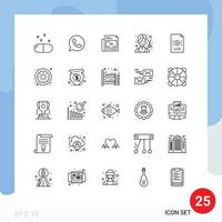 Aktienvektor-Icon-Paket mit 25 Zeilenzeichen und Symbolen für die Dokumentenpflege und weibliche Schneidemaschine editierbare Vektordesign-Elemente vektor