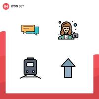 moderner Satz von 4 gefüllten flachen Farben und Symbolen wie Chat weibliche Kommunikation Rede Benutzer editierbare Vektordesign-Elemente vektor