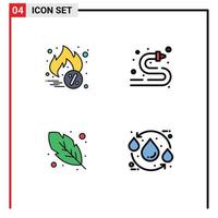 4 kreativ ikoner modern tecken och symboler av varm försäljning quinn fjäder brand slang vatten slang eco redigerbar vektor design element