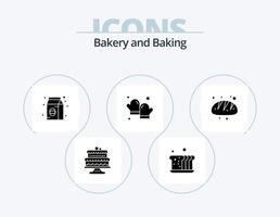 bakning glyf ikon packa 5 ikon design. bageri. matlagning. måltid. bakning. packa vektor