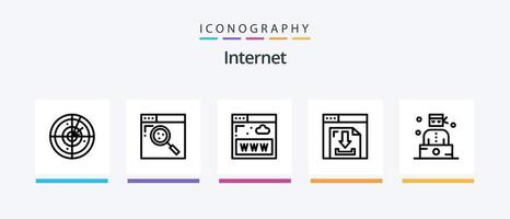 Internet Line 5 Icon Pack inklusive Internet. Webseite. Kommunikation. teilen. Schnittstelle. kreatives Symboldesign vektor