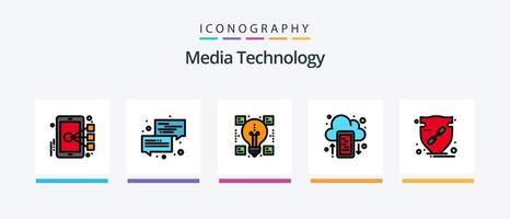 Media Technology Line gefüllt 5 Icon Pack inklusive Hände. Vertrauen. Zelle. schützen. Sicherheit. kreatives Symboldesign vektor