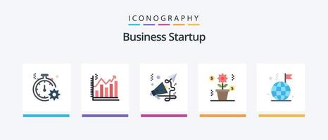 Business Startup Flat 5 Icon Pack inklusive Wachstum. Dollar. Diagramm. Geschäft. Marketing. kreatives Symboldesign vektor