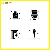 modernes Set aus 4 soliden Glyphen und Symbolen wie Bag Fun Faq Sanitär Play editierbare Vektordesign-Elemente vektor