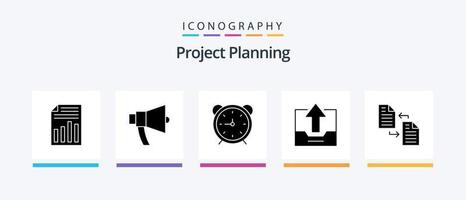 Projektplanung Glyph 5 Icon Pack inklusive Schublade. Kabinett. Megaphon. betrachten. Zeit. kreatives Symboldesign vektor