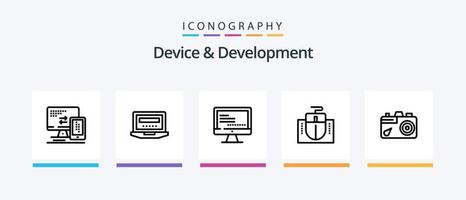 enhet och utveckling linje 5 ikon packa Inklusive dvd. signal. miljö. wifi. dator. kreativ ikoner design vektor