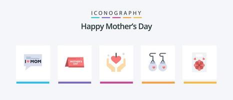 Happy Mothers Day Flat 5 Icon Pack inklusive Geschenk. Blume. Liebe. Mode. Zubehör. kreatives Symboldesign vektor