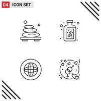 Stock Vector Icon Pack mit 4 Zeilen Zeichen und Symbolen für Hot Communication Spa Obst helfen editierbare Vektordesign-Elemente