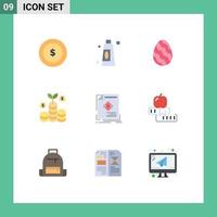 Stock Vector Icon Pack mit 9 Zeilenzeichen und Symbolen für Seitenbroschüre Naturwerbung Geld editierbare Vektordesign-Elemente