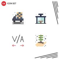 Packung mit 4 modernen flachen Symbolen, Zeichen und Symbolen für Web-Printmedien wie Landwirtschaft, Text, LKW-Bus, Geschäftswachstum, editierbare Vektordesign-Elemente vektor