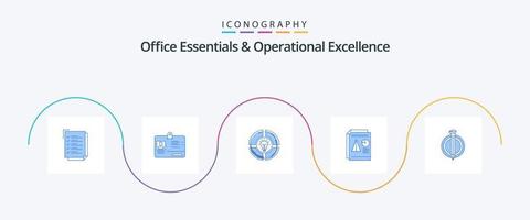 Office Essentials und Operational Excellence Blue 5 Icon Pack inklusive Business. Kuchen. Birne. Präsentation. Idee vektor