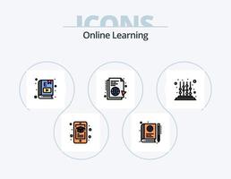 Online-Lernlinie gefüllt Icon Pack 5 Icon Design. Internet. Datei. online. Lernen. Monitor vektor