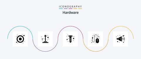 Hardware Glyph 5 Icon Pack inklusive . Volumen. schrauben. Lautsprecher. Kontrolle vektor