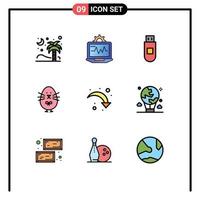 9 kreativ ikoner modern tecken och symboler av ladda om Lycklig datoranvändning bebis kyckling redigerbar vektor design element