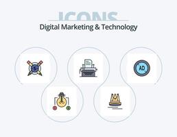 digitales Marketing und Technologielinie gefüllt Icon Pack 5 Icon Design. Benutzer. Marketing. peturning. didaktische Strategie. Digital vektor