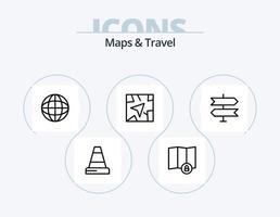 Kartor och resa linje ikon packa 5 ikon design. . fiske. Plats vektor