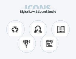 digital lag och ljud studio linje ikon packa 5 ikon design. fonograf. däck. nivå. professionell. högtalare vektor