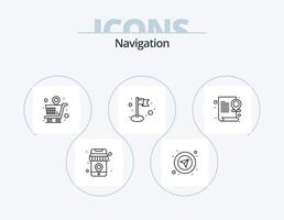 navigering linje ikon packa 5 ikon design. Karta. sida. kompass. dokumentera. Karta vektor