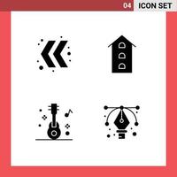 Stock Vector Icon Pack mit Linienzeichen und Symbolen für Pfeil Gitarrengebäude Shops Party editierbare Vektordesign-Elemente