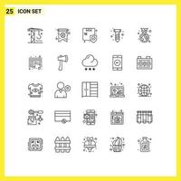 Aktienvektor-Icon-Pack mit 25 Zeilenzeichen und Symbolen für Hardware-editierbare Vektordesign-Elemente für Umwelt-Earth-Day-Shopping-Abzeichen vektor