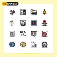 uppsättning av 16 modern ui ikoner symboler tecken för skola klocka resa samhälle kontantlös redigerbar kreativ vektor design element