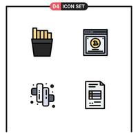 Stock Vector Icon Pack mit 4 Zeilenzeichen und Symbolen für französische Unternehmen, die Camping-Geschäftsberichte vergleichen, editierbare Vektordesign-Elemente