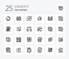 användare gränssnitt 25 linje ikon packa Inklusive Avbryt. utbildning. disk. bok. volym vektor