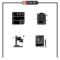 Stock Vector Icon Pack mit 4 Zeilenzeichen und Symbolen für Datenbankziel Papierbildung schreiben bearbeitbare Vektordesign-Elemente