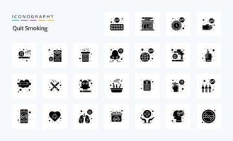 25 mit dem Rauchen aufhören solides Glyphen-Icon-Pack vektor