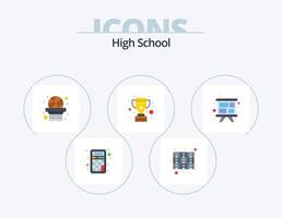 High School Flat Icon Pack 5 Icon Design. lernen. belohnen. Gestell. gewinnen. Tasse vektor